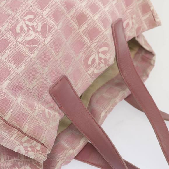 CHANEL New Travel Line Tote Bag Nylon Pink CC Auth ti1605 - Picture 6 of 16